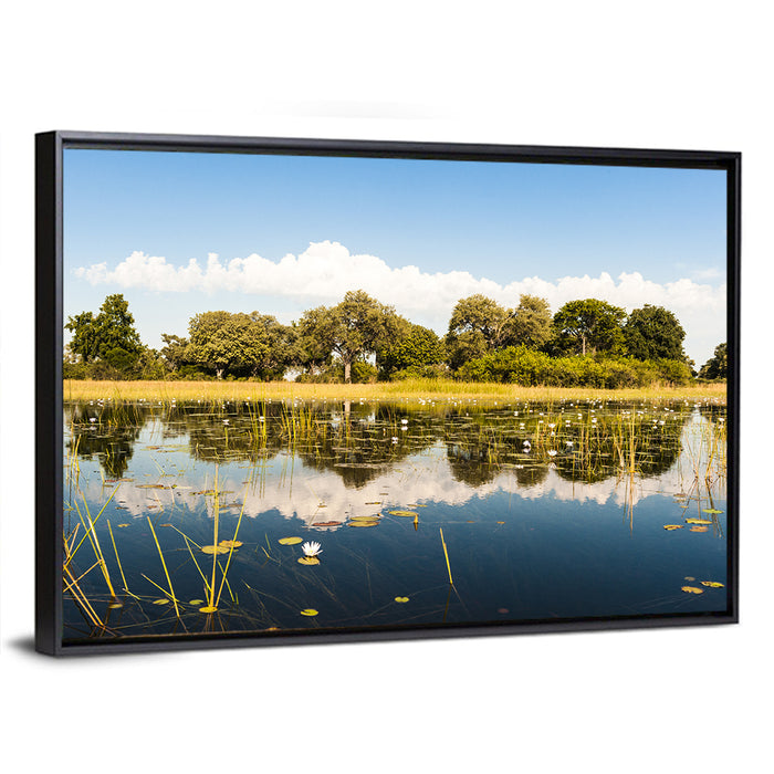 Okavango Delta Waterlilies Wall Art as a framed canvas