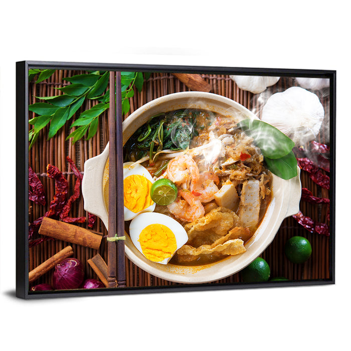 Malaysian Prawn Mee Bowl Wall Art as a framed canvas