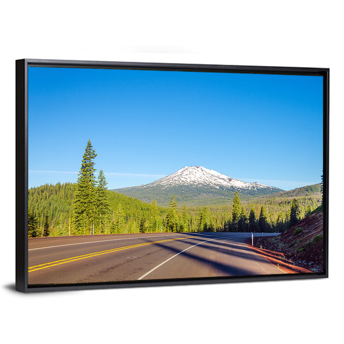 Highway to Mount Bachelor Wall Art as a framed canvas