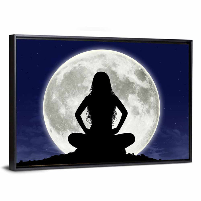 Young Woman Meditating Wall Art as a framed canvas