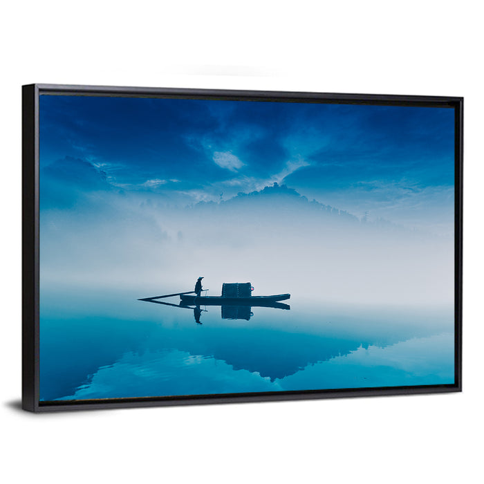 Dongjiang Lake Morning Wall Art as a framed canvas