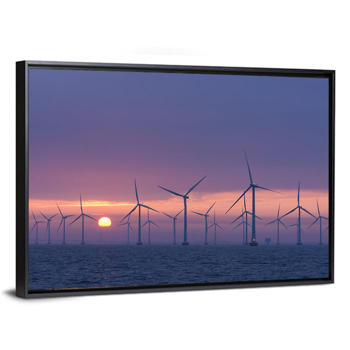 Twilight Offshore Wind Farm Wall Art as a framed canvas