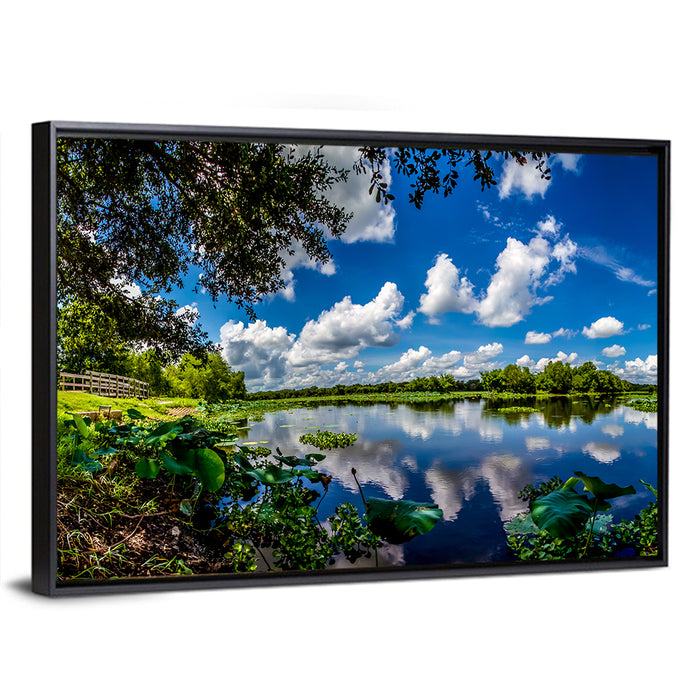 Brazos Bend Lake Reflection Wall Art as a framed canvas