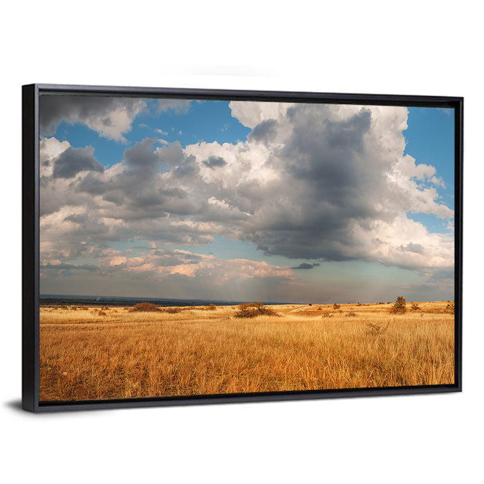 Golden Oklahoma Prairie Wall Art as a framed canvas