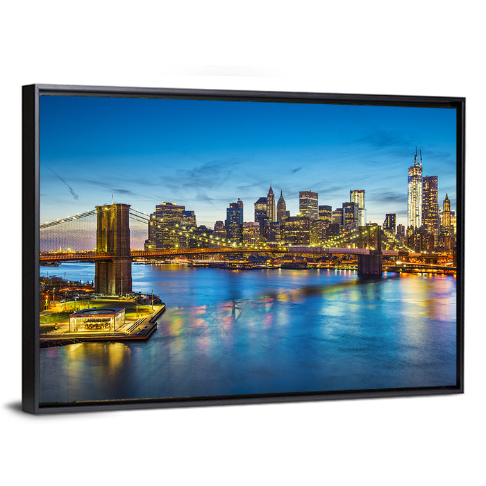 Brooklyn Bridge with Jane's Carousel Wall Art as a framed canvas