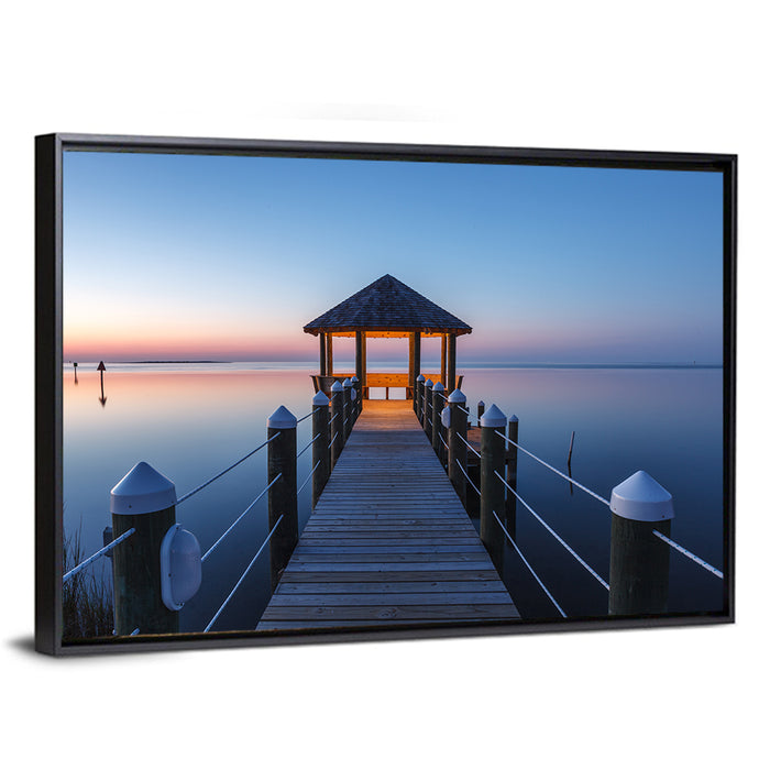 Pamlico Sound Twilight Gazebo Wall Art as a framed canvas