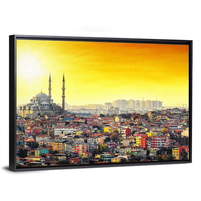 Fatih Mosque at Sunset Wall Art as a framed canvas