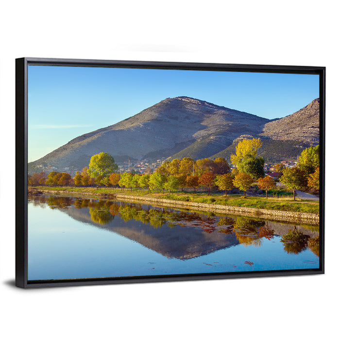 Trebišnjica River Reflection, Trebinje Wall Art as a framed canvas