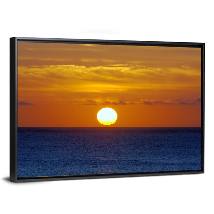 Golden Pacific Sunrise Wall Art as a framed canvas