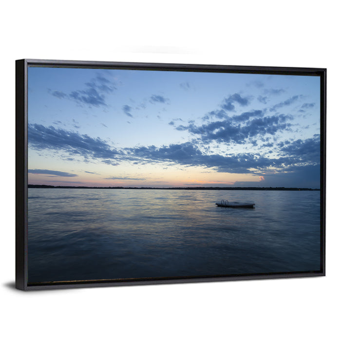 Lake Okoboji at Twilight Wall Art as a framed canvas