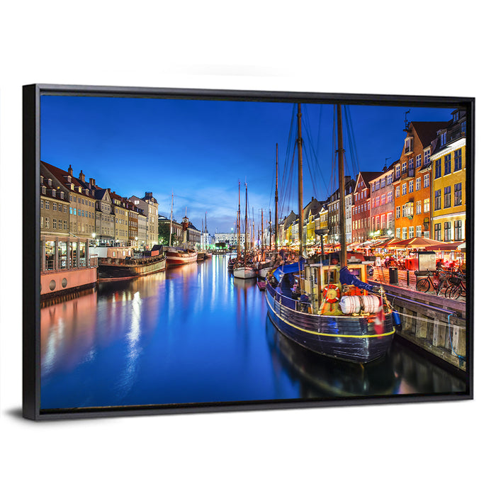 Nyhavn Canal at Dusk Wall Art as a framed canvas
