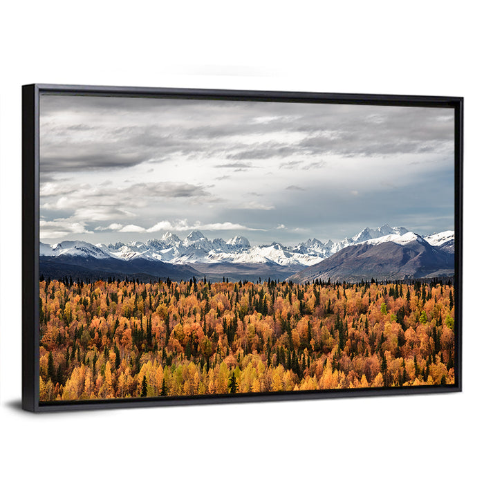 Talkeetna Autumn Landscape Wall Art as a framed canvas