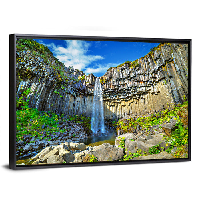 Svartifoss Basalt Falls Wall Art as a framed canvas