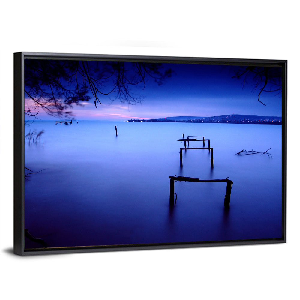 Lake Balaton at Twilight Wall Art, framed canvas, landscape