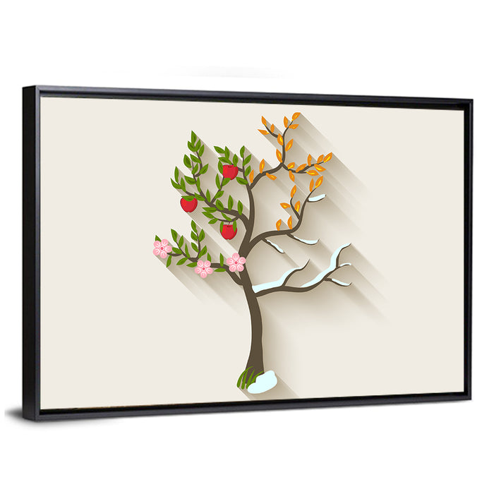 Four Seasons Tree Wall Art as a framed canvas