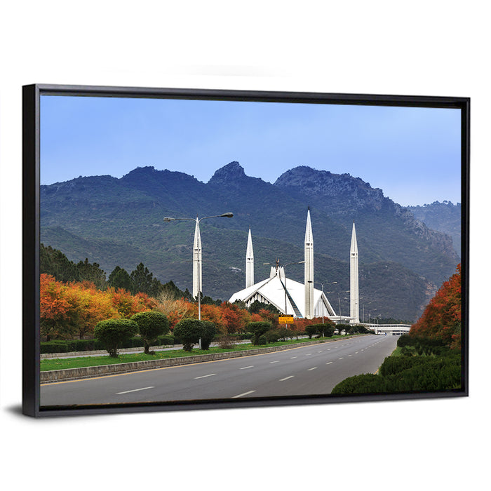Faisal Mosque Islamabad Wall Art as a framed canvas