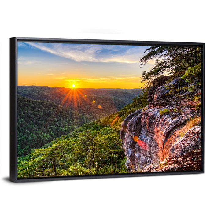 Big South Fork Gorge Sunset Wall Art as a framed canvas