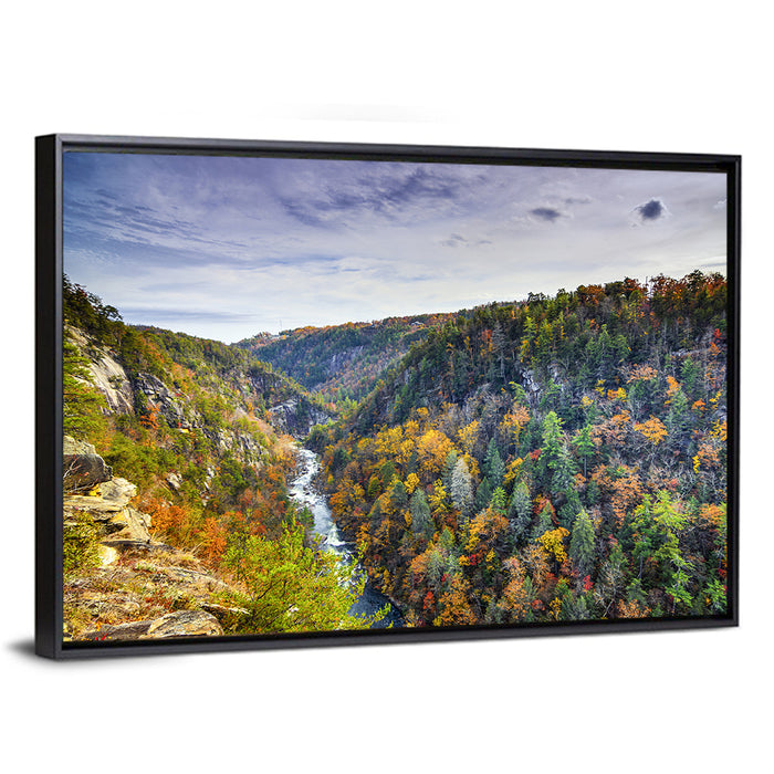 Tallulah Gorge Autumn Vista Wall Art as a framed canvas