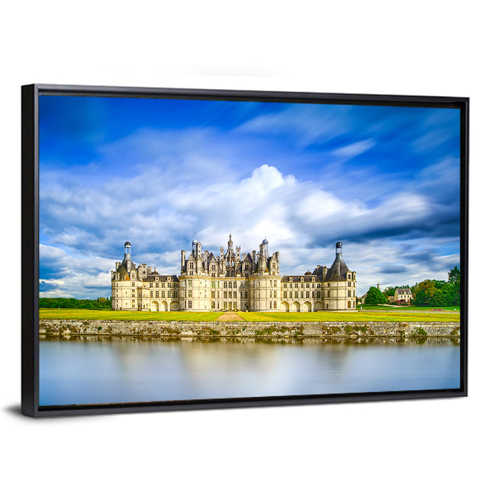 Château De Chambord Reflection Wall Art as a framed canvas