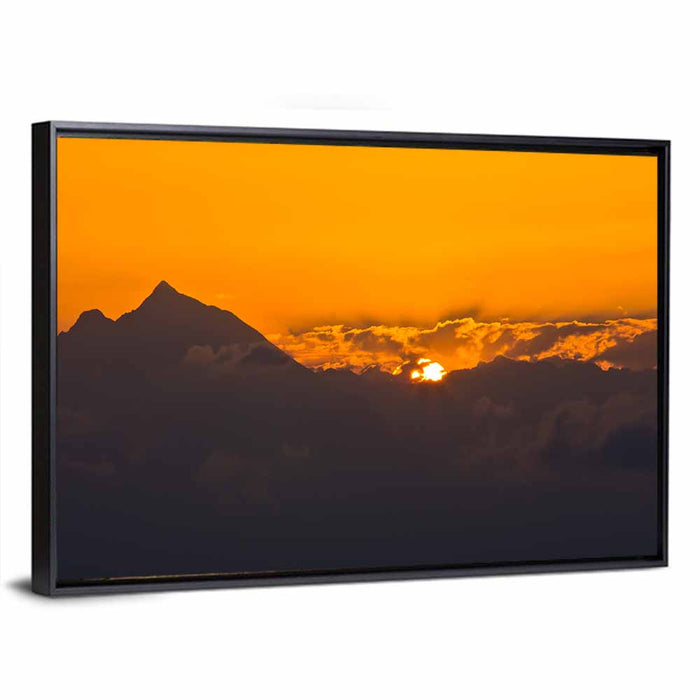 Athos Mountain Sunrise Wall Art as a framed canvas