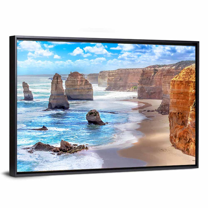 Twelve Apostles Coastal View Wall Art as a framed canvas