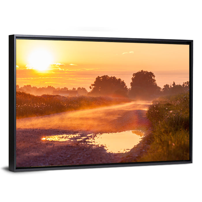 Dirt Road at Golden Hour Wall Art as a framed canvas
