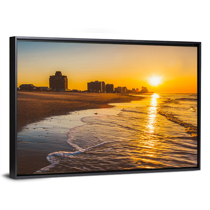 Ventnor Beach Sunrise Reflection Wall Art as a framed canvas