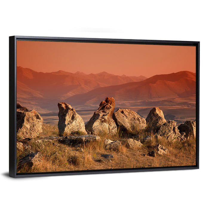 Karahunj Rocky Ridge at Sunset Wall Art as a framed canvas