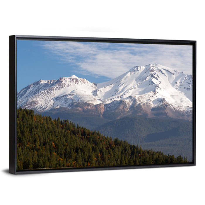 Mount Shasta Snow Peaks Wall Art as a framed canvas