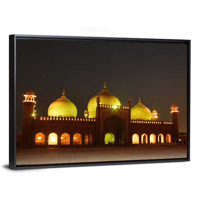 Badshahi Mosque at Night Wall Art as a framed canvas
