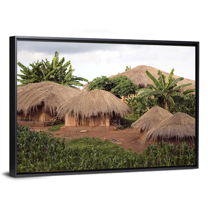 Thatched Roof Huts Wall Art as a framed canvas