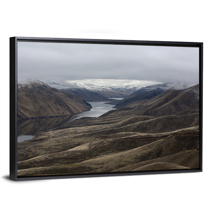 Snow-dusted Snake River Canyon Wall Art as a framed canvas