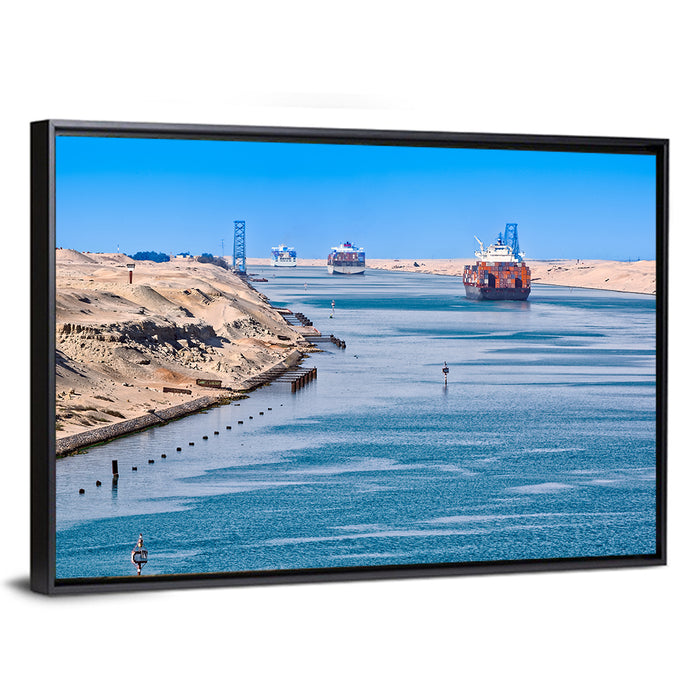 Suez Canal Container Ships Wall Art as a framed canvas