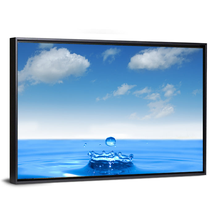 Ocean Water Drop Wall Art as a framed canvas