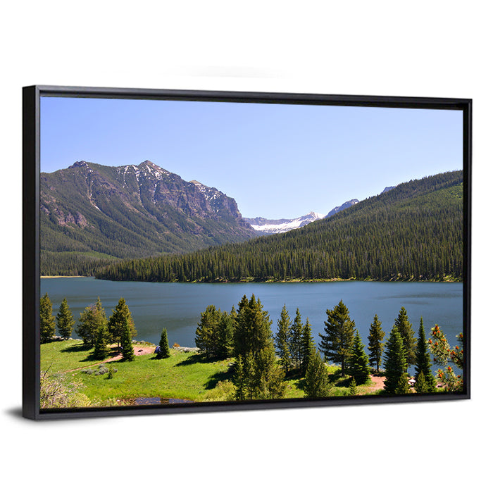 Gallatin National Forest Lake Wall Art as a framed canvas