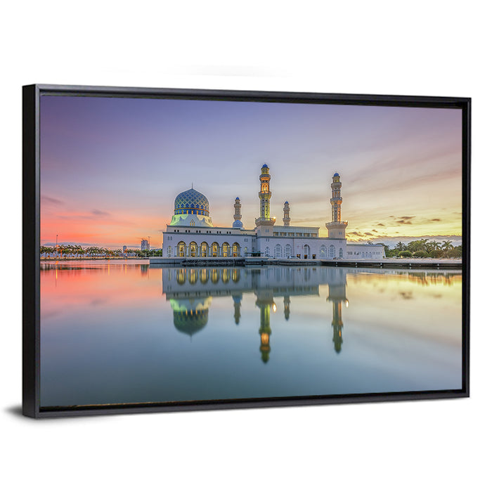 Kota Kinabalu City Mosque at Sunrise Wall Art as a framed canvas