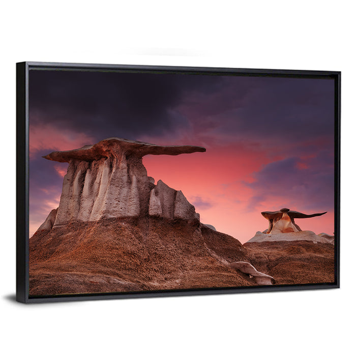 Wings Formation, Bisti Hoodoos Wall Art as a framed canvas