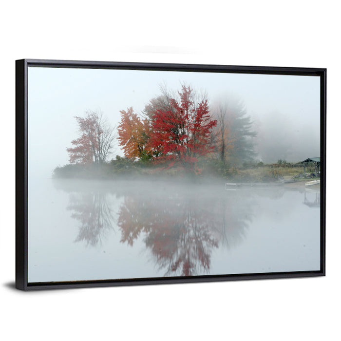 Autumn Morning at Crystal Lake Wall Art as a framed canvas