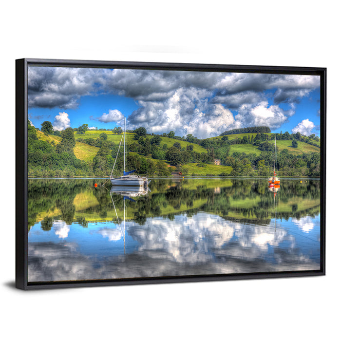 Sailboats on Ullswater Wall Art as a framed canvas