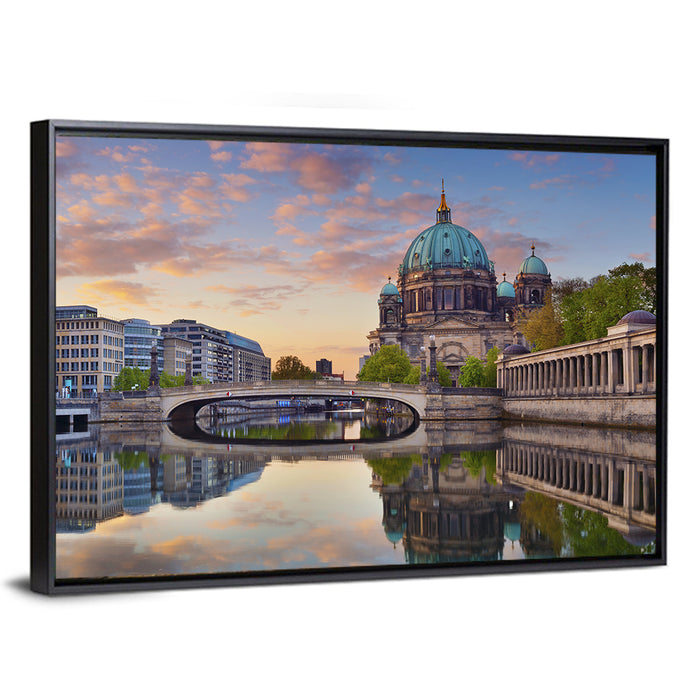 Golden Hour at Berlin Cathedral Wall Art as a framed canvas