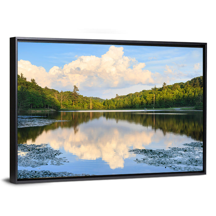 Bass Lake Reflection Wall Art as a framed canvas