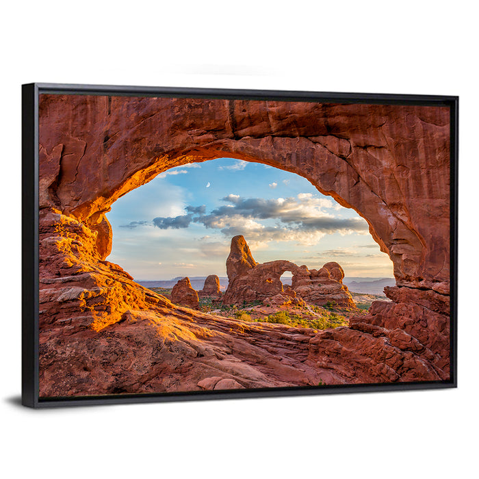 Turret Arch Through North Window Wall Art as a framed canvas