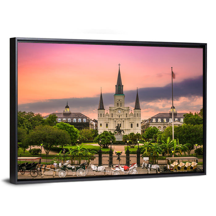Jackson Square at Dusk Wall Art as a framed canvas