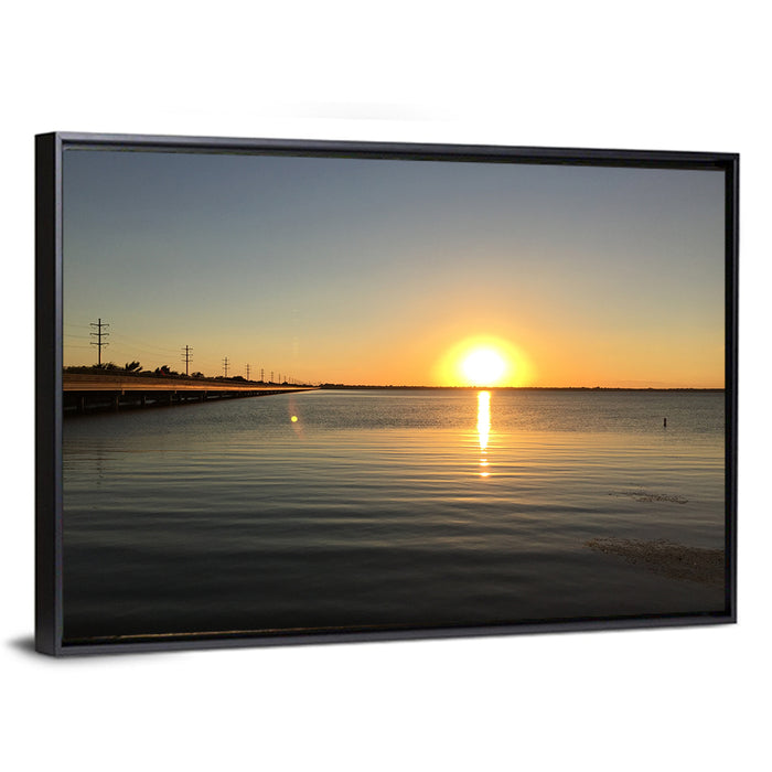 Lake Ray Hubbard Sunset Reflection Wall Art as a framed canvas