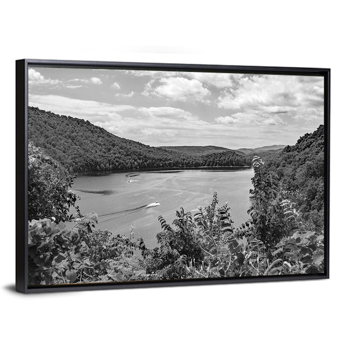 Lake Moomaw Wall Art as a framed canvas