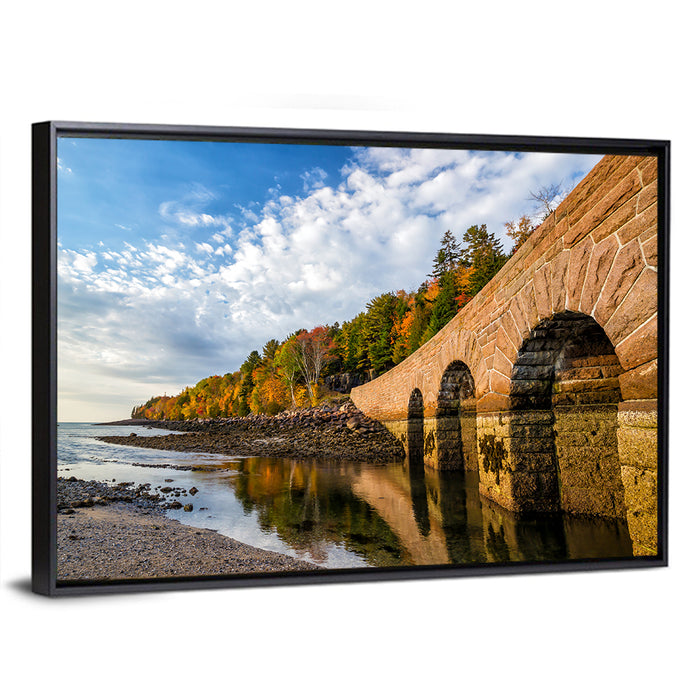 Ells Pier Stone Bridge Wall Art as a framed canvas