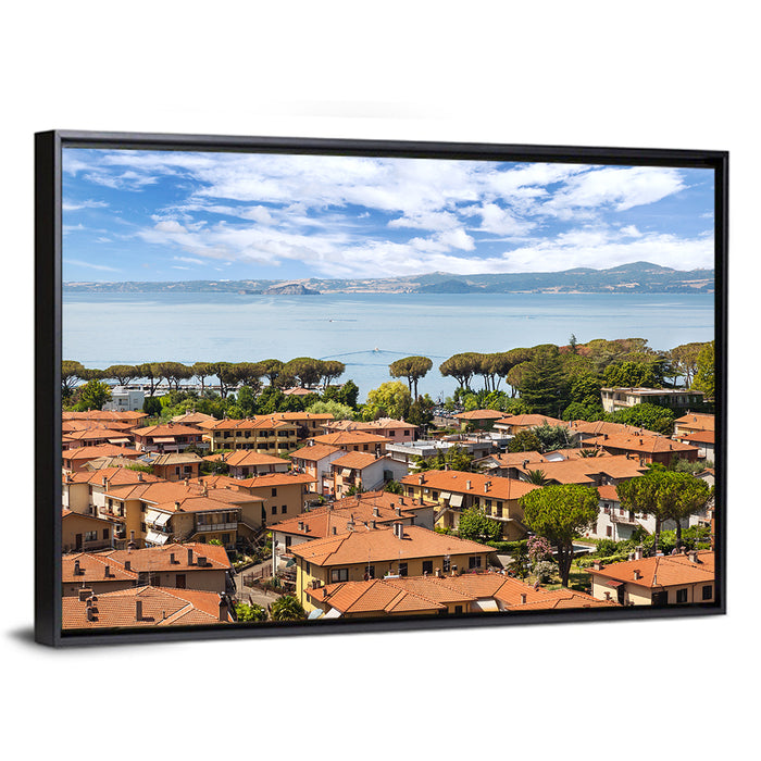 Bolsena Lakeside Vista Wall Art as a framed canvas