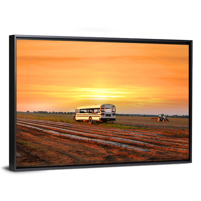 Indiana Farm Field at Golden Hour Wall Art as a framed canvas