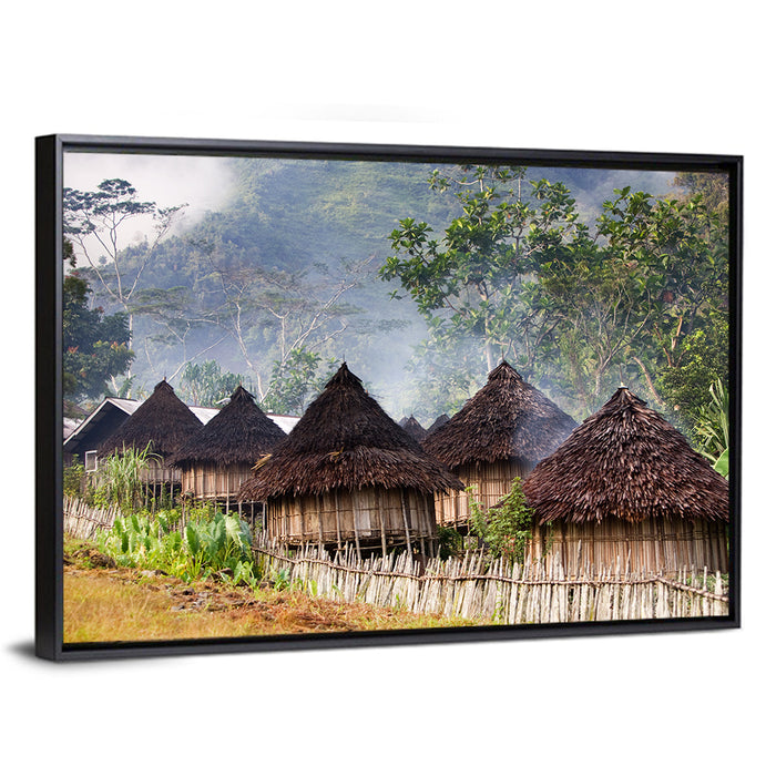 Papua Mountain Village Wall Art as a framed canvas