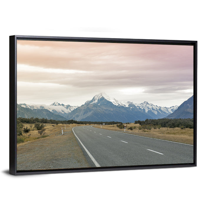 Road to Mount Cook Wall Art as a framed canvas